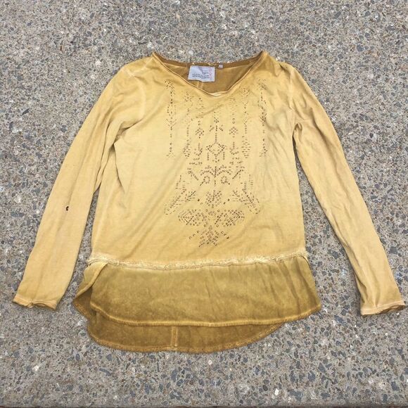 CECIL Peasant Bohemian Embroidered Yellow Long Sleeve Tunic - Picture 2 of 10